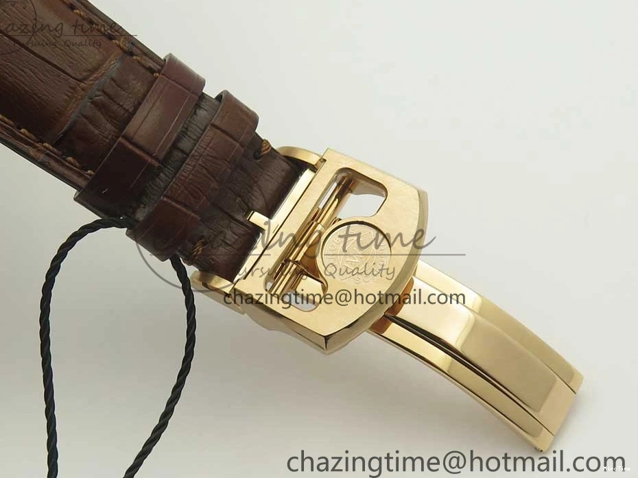 MIROTIME 0211 Portuguese Tourbillon IW504602 RG ZF Best Edition White Dial on Brown Leather Strap Stretchable 7178